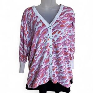Bob Mackie Pink and White Knit Cardigan